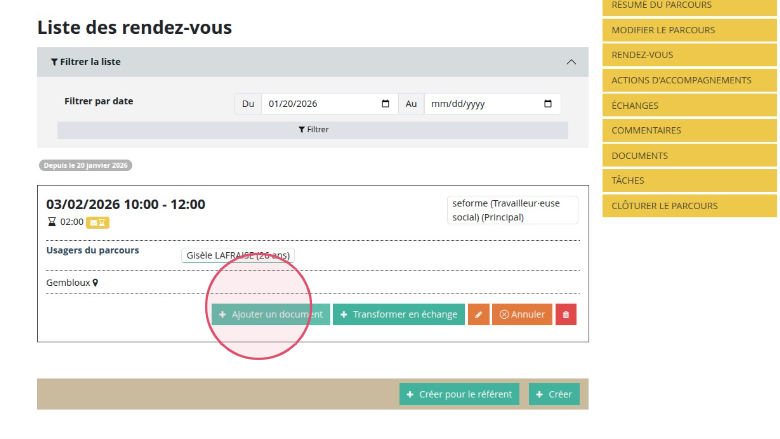 Quelles sont les actions possibles sur un rendez-vous?